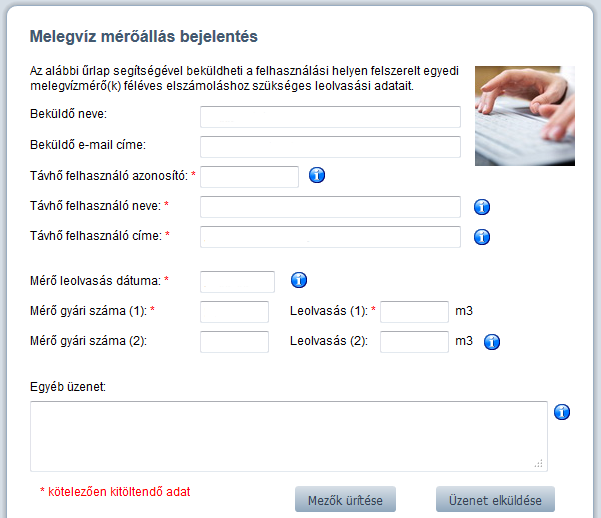 Bejelentő űrlap a http://vuftavho.hu oldalon